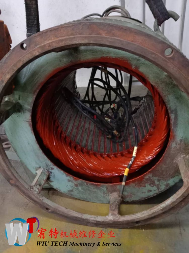 Red-varnished stator